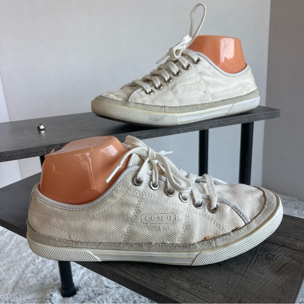 Coach Off-White Canvas Low-Top Sneakers Size 7.5